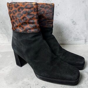 Stuart Weitzman Leopard Calf Hair Suede Booties Size 5